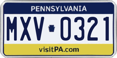 PA license plate MXV0321