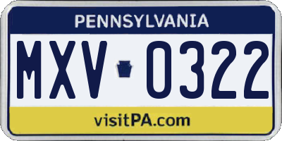 PA license plate MXV0322