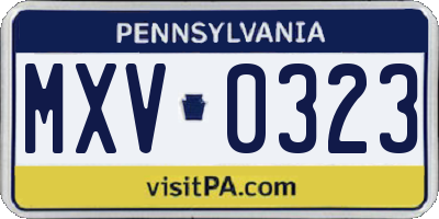 PA license plate MXV0323