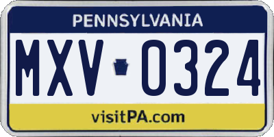 PA license plate MXV0324