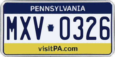 PA license plate MXV0326