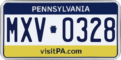 PA license plate MXV0328