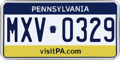 PA license plate MXV0329