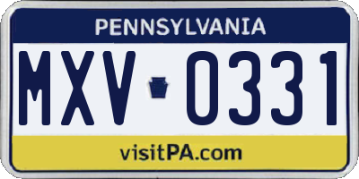 PA license plate MXV0331