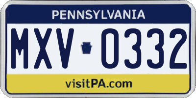 PA license plate MXV0332