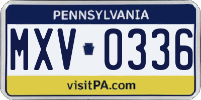 PA license plate MXV0336