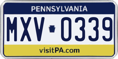 PA license plate MXV0339