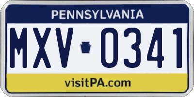 PA license plate MXV0341