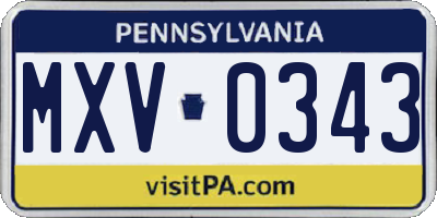 PA license plate MXV0343