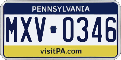 PA license plate MXV0346
