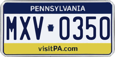 PA license plate MXV0350