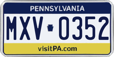 PA license plate MXV0352