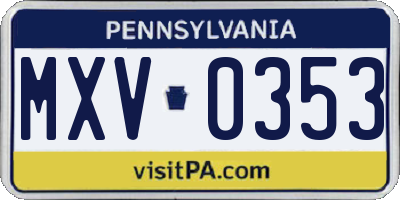 PA license plate MXV0353