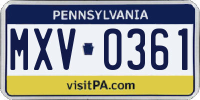 PA license plate MXV0361