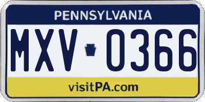 PA license plate MXV0366