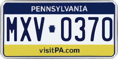 PA license plate MXV0370