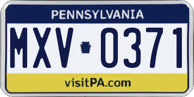 PA license plate MXV0371