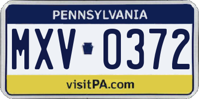 PA license plate MXV0372