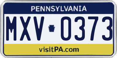 PA license plate MXV0373