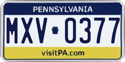 PA license plate MXV0377
