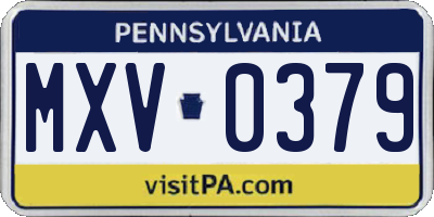 PA license plate MXV0379