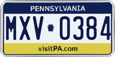 PA license plate MXV0384