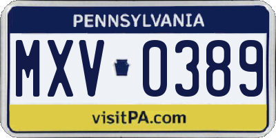PA license plate MXV0389
