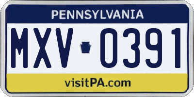 PA license plate MXV0391