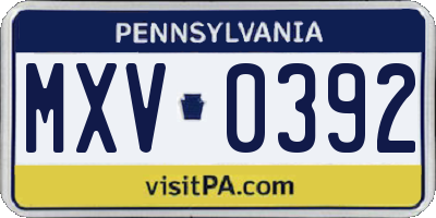 PA license plate MXV0392