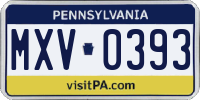 PA license plate MXV0393