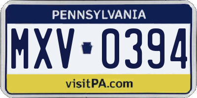 PA license plate MXV0394