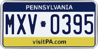 PA license plate MXV0395