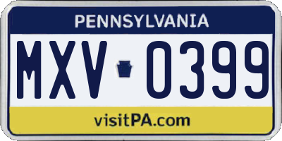 PA license plate MXV0399