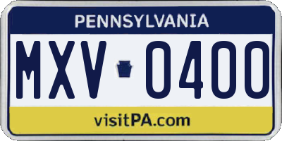 PA license plate MXV0400