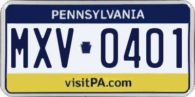 PA license plate MXV0401