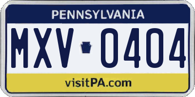 PA license plate MXV0404