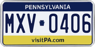 PA license plate MXV0406