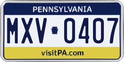 PA license plate MXV0407