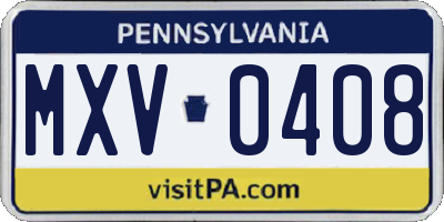 PA license plate MXV0408