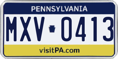 PA license plate MXV0413