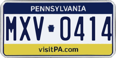 PA license plate MXV0414