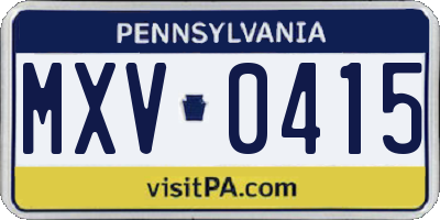 PA license plate MXV0415