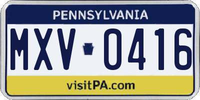 PA license plate MXV0416