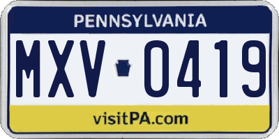 PA license plate MXV0419