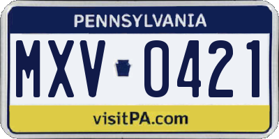 PA license plate MXV0421