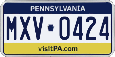 PA license plate MXV0424