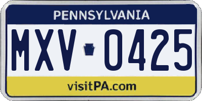 PA license plate MXV0425