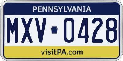 PA license plate MXV0428