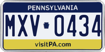 PA license plate MXV0434