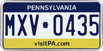 PA license plate MXV0435